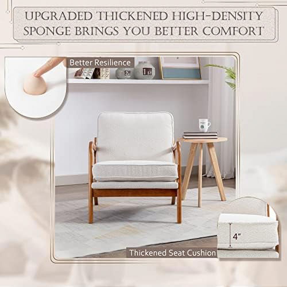 Upholstered PU Leather Accent Chair with Thicken Cushion Wooden Arm Chair P5875
