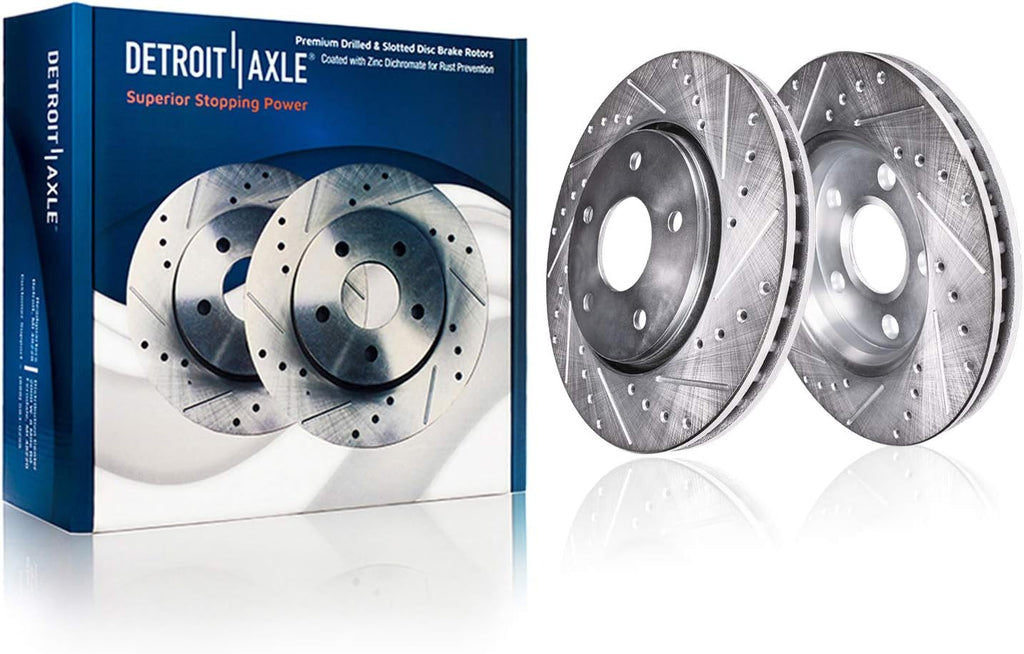 Front & Rear Drilled Rotors + Brake Pads 10pc Set F1851