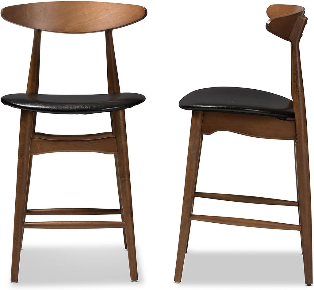 Black Faux Leather Counter Stool Set Qty 2 Y295182