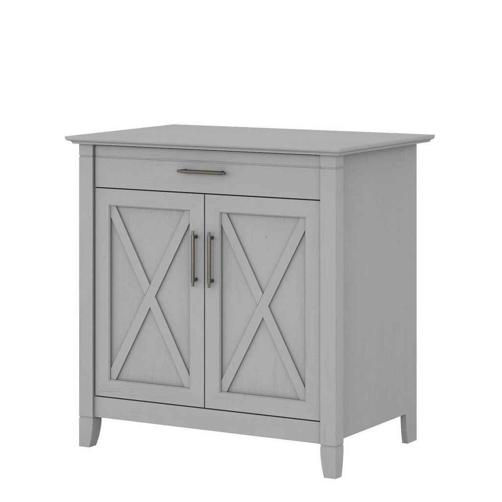 Pure White Oak Secretary Desk with Keyboard Tray and Storage Cabinet U595