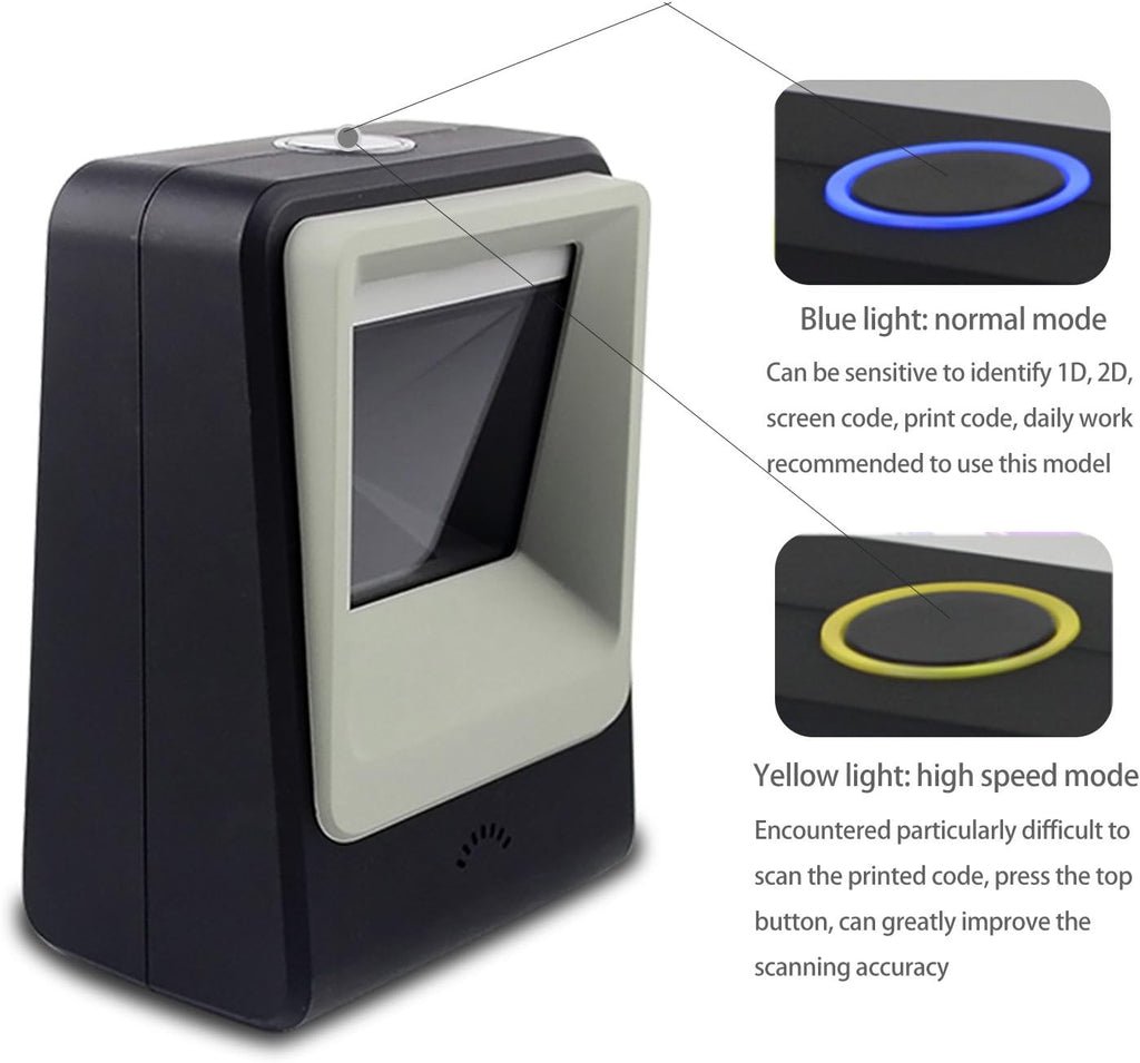 2D QR Barcode Scanner, Omnidirectional Hands-Free USB Automatic Barcode Reader W180