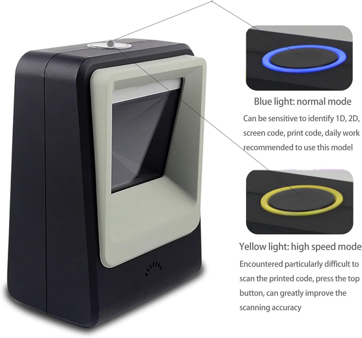 2D QR Barcode Scanner, Omnidirectional Hands-Free USB Automatic Barcode Reader W180