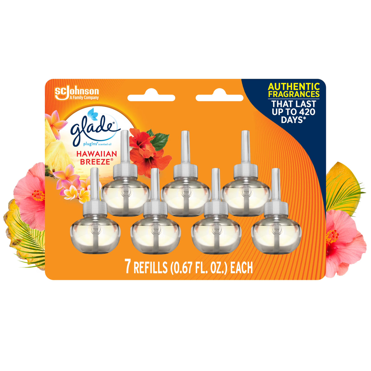 Hawaiian Breeze Air Freshener Refills, 0.67 oz, 7 Count E90711
